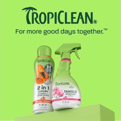 TropiClean 2-in-1 Dog Shampoo and Conditioner & Dog Detangler Spray Dematting, Grooming Bundle, Puppy Safe, Made in USA - size: Bundle