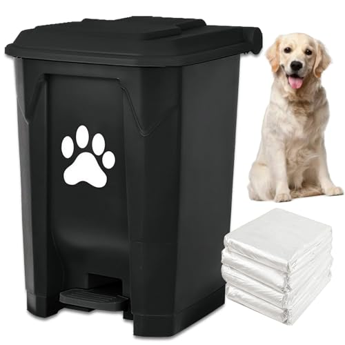 tebiete Dog Poop Trash Can Outdoors Pet Waste Station with Lid Dog Waste Disposal Container with Removable Inner Bin Bucket Hands-Free Pedal Garden Yard Home with Waste Bags, Black - color: 1Pack Black