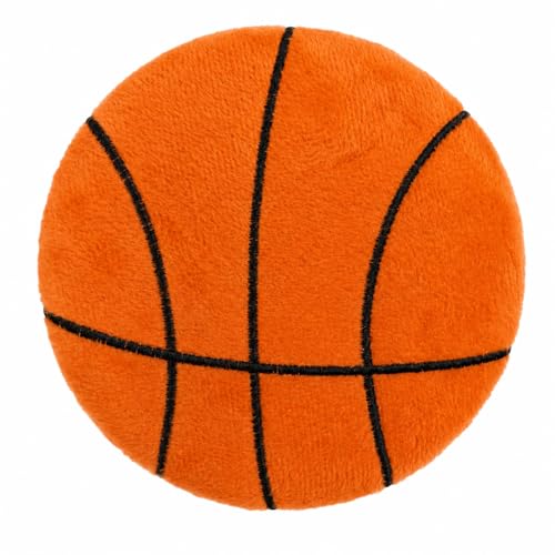 Dog Flying Disc Toy, Soft Plush Sports Ball Shaped Frisbee, Chew Resistant Squeaky Puppy Toy, Interactive Outdoor Training & Indoor Enrichment Toy (Basketball) - color: Basketball