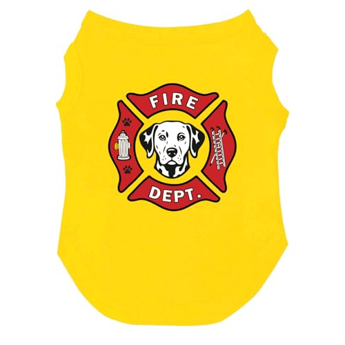 Firefighter K9 Fire Dept Dog Tee Shirt | Sleeveless Breeds | Firehouse | Rescue Squad | Halloween Costume | First Responder | Dalmation |Yellow, 3X-Large 1381 - color: Yellow, size: 3X-Large (30-40 lbs)