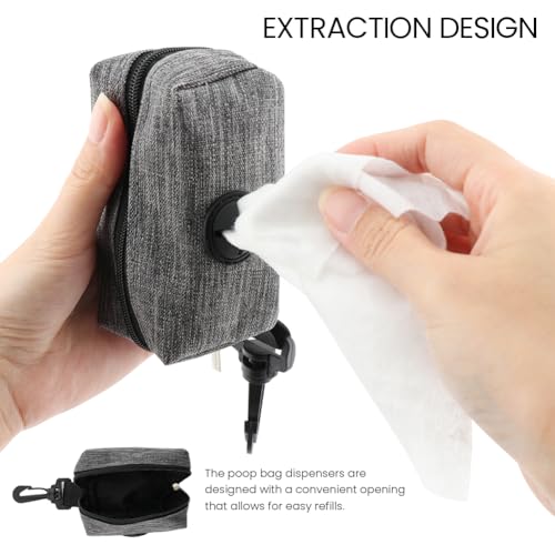 2pcs Dog Poop Bag Holder with 2 Hands-free holder Poop Bag Dispenser Pet Dog Waste Bag Dispenser Leash Attachment Fits Any Dog Leash for Dog Cat and Other Pets(Gray)