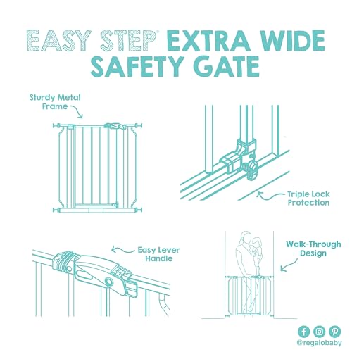 Regalo White Extra Wide Metal Pet Gate, 2" L X 49" W X 30" H - color: White, size: 29-49"W x 30"H