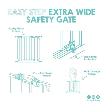 Regalo White Extra Wide Metal Pet Gate, 2" L X 49" W X 30" H - color: White, size: 29-49"W x 30"H