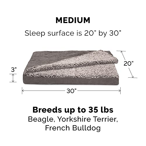 Furhaven Replacement Dog Bed Cover Berber & Suede Blanket Top Mattress, Machine Washable - Gray, Medium - color: Blanket Top - Berber & Suede (Gray), size: Medium