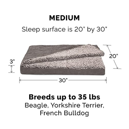 Furhaven Replacement Dog Bed Cover Berber & Suede Blanket Top Mattress, Machine Washable - Gray, Medium - color: Blanket Top - Berber & Suede (Gray), size: Medium