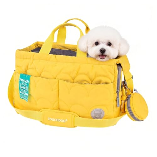 Macaron Cloud Pet Carrier Bag for Small Dogs and Cats, Lightweight Handheld Shoulder Crossbody Puppy Carrier with Storage Pocket, Breathable Expandable Pet Travel Carrier for (Yellow) - color: Yellow