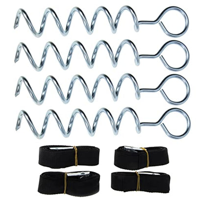 1set Portable Dog Stakes Spiral Ground Anchors for Tents Trampolines Wear-Resistant Easy to Use Anchors Strap for Outdoor Camping Dog Tie-Outs