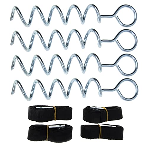 1set Portable Dog Stakes Spiral Ground Anchors for Tents Trampolines Wear-Resistant Easy to Use Anchors Strap for Outdoor Camping Dog Tie-Outs