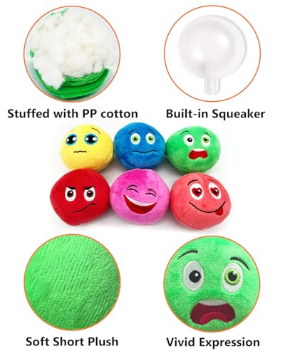 Squeaky Dog Toys, Stuffed Plush Puppy Toy Balls to Keep Them Busy, (12 Pack) Interactive Funny Pet Ball with Squeaker for Puppies Small Breed Dogs - style: Small 2.6" (12 Pack)
