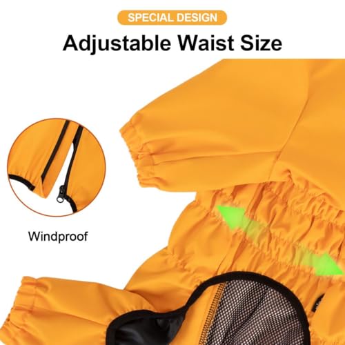 PINA Dog Raincoat, Waterproof Jacket with Hood & Reflective Strap, Lightweight Poncho with Leash Hole for Wet Weather - color: Yellow, size: XXL(chest:23.6in)