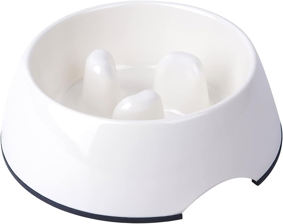 SUPERDESIGN Slow Feeder Dog Bowl Cat Bowl 1/2 Cup Slow Feeding Dog Bowl for Small Medium Breed Anti Gulping Healthy Eating Interactive Bloat Stop Fun Alternative Non Slip Puzzle Dog Food Bowl, White - color: White, size: S