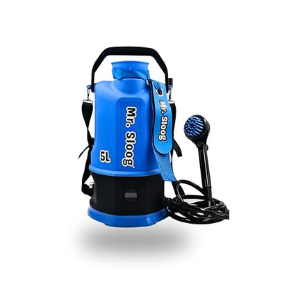 Portable Pet Wash Station - Dog Warm Water Washer with Brush and Head, Battery Powered, 5L Blue & 8L Red Models Available (Blue, 5L) - color: Blue, size: 5L