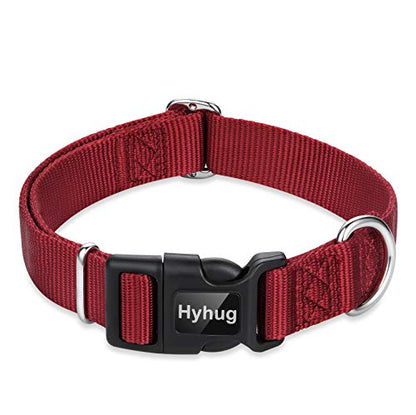 Hyhug Small Dog Collar Quick-Release Red| Heavy-Duty Nylon Puppy Collar, Adjustable & Durable Pet Supplies for Boy & Girl Dogs (Small, Red) - color: Red, size: Small