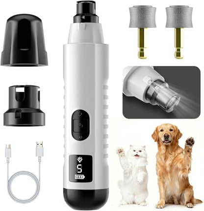 2026 New Silent Groom Pro Dog Nail Grinder, 5-Speed Dog Nail Grinder with Led Light, 40 db Quiet Painless Paws Grooming for Small Medium Large Dogs, USB Rechargeable (White) - color: White