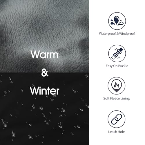 IECOii Extra Warm Coat - Adjustable Dog Jacket Winter Coat with Buckle & Fleece Turtleneck for Small to Extra Large Dogs - color: Black, size: Small(Chest:12.6-16.5 in)