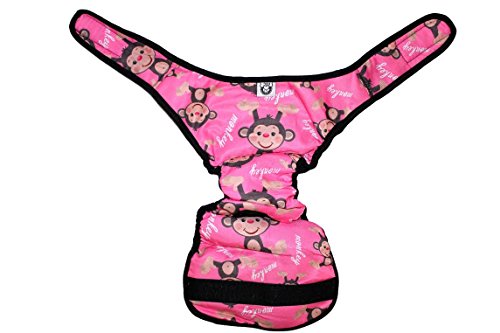 Dog Diaper Reusable Washable Female Girl for Medium & Large Big Dog Breeds Size L, XL, XXL (Large: Waist 20" - 24", Pink Monkey) - color: Pink Monkey, size: LARGE: Waist 20" - 24"