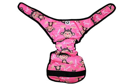 Dog Diaper Reusable Washable Female Girl for Medium & Large Big Dog Breeds Size L, XL, XXL (Large: Waist 20" - 24", Pink Monkey) - color: Pink Monkey, size: LARGE: Waist 20" - 24"