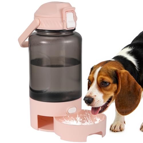 50oz Dog Water Bottle with Handle - Portable Pet & Human Water Dispenser for Hiking, Camping, Travel - Leakproof, BPA-Free, Outdoor Puppy Essential for Walking, Park, Beach (Pink)