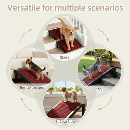 Dog Ramp for Stairs – Non-Slip Pet Steps with Locked-in Carpet & Iron Frame, Helps Senior Dogs & Small Breeds Climb Safely (Cinnabar-4 Pack) - size: Cinnabar-4 PACK