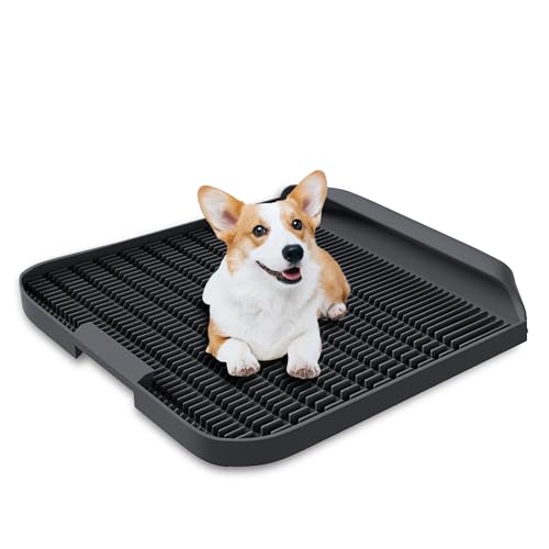 Washable Reusable Dog Puppy Potty Tray, Pee Pad Indoor Wee Training, Dog Potty Training, Portable Easy-Wash and Paw-Friendly Dogs Pee Pads, Charcoal Gray
