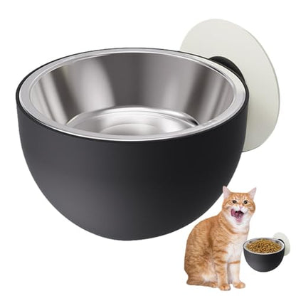 Elevated Cat Bowls - Elevated Pet Bowl Magnetic Dog Food Bowls, Cat Serve Ware | Black, White, Stainless Steel + PP Wall Mount Raised Puppy Food Bowl Dishwasher Safe for Pets Feeding - color: Black