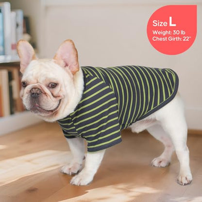 KYEESE 2Pack Dog Sweater, Soft Pet Sweatshirt Stretchy Pullover Dog Sweater for Small Dogs Boy Girl, Lightweight Fleece Pet Shirt Clothes with Sleeves, S - color: 04# 2Pack(Green+Stripe), size: Small (4-8lbs)