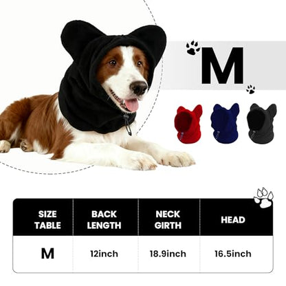 Dog Snood Winter Hood with Ear Protection, Fleece Neck Warmer for Dogs, (Black, Medium) - color: Black, size: Medium