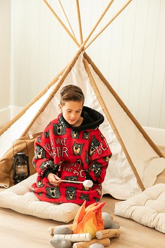 LazyOne Oversized Kid Blanket Hoodie, Oversized Hoodies for Girls and Boys, Wearable Blankets - color: Don't Wake the Bear Kid Blanket Hoodie