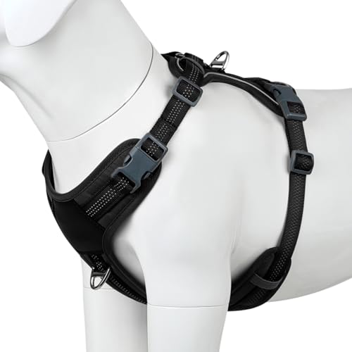Plutus Pet No Pull Dog Harness, Release at Neck, Soft Padded, Reflective Adjustable Dog Vest Harness for Small, Medium, Large Dogs(Black, M) - color: Black, size: M