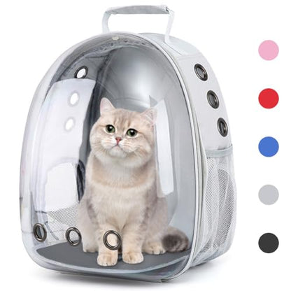 Pet Backpack Carrier with Harness Backpack with Bubble Clear Front for Cats, Small Dogs, Bunnies etc with Harness Included, Pet Carrier for Traveling, Walking, Hiking and Outdoor Activities - color: Grey