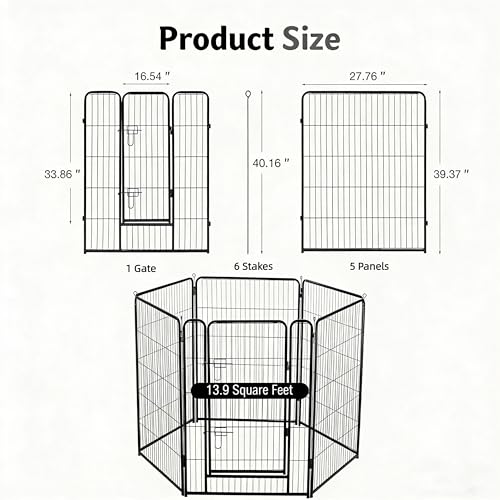 Simple Deluxe Dog Playpen Outdoor Indoor, 40 Inch 6 Panels Dog Fence for Small Dogs Puppy, Perfect Dog Pen for Camping, Yard, RV, Garden Fence, Black - size: 40 Inch 6 Panels