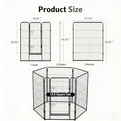 Simple Deluxe Dog Playpen Outdoor Indoor, 40 Inch 6 Panels Dog Fence for Small Dogs Puppy, Perfect Dog Pen for Camping, Yard, RV, Garden Fence, Black - size: 40 Inch 6 Panels