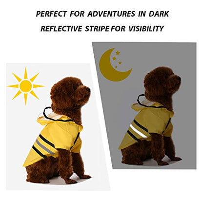 Wizland Reflective Dog Raincoat Dog Rain Jacket with Hood Lightweight Waterproof Rain Coat for Puppies (Yellow L) - color: Yellow, size: Large