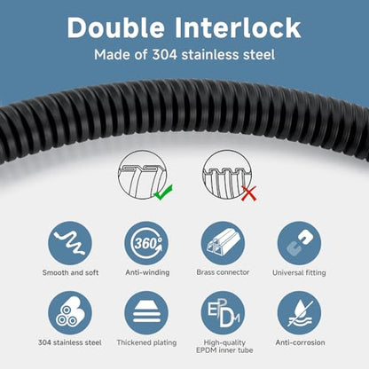 Black Shower Hose Replacement For Cleaning 304 Stainless Steel Shower Head Hoses 59 Inches High Pressure Bidet Hose Flexible Matte Black Extension Showerhead Hoses Extra Long - color: Black, size: 59 Inches