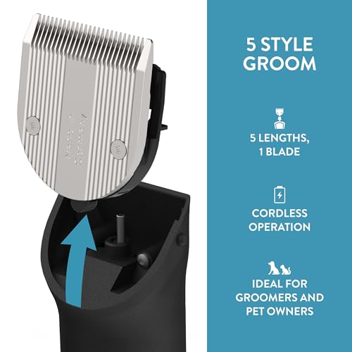 Wahl Pro Animal 5 Style Groom Clipper - Cat & Dog Clippers - Adjustable 5-in-1 Blade - Cordless Design - 80 Min Runtime
