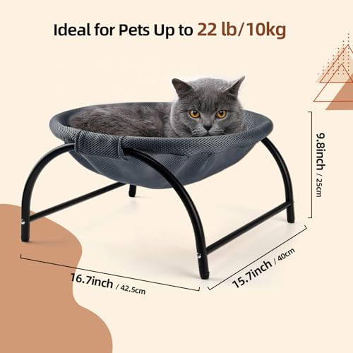 LIFLIX Raised Cat Hammock Bed, Standing Cat Cot with Washable Mesh, Pet Bed for for Kittens,Dark Blue - color: Dark Blue