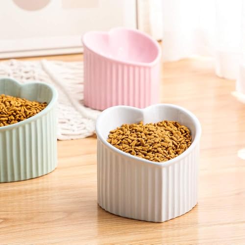 White Ceramic Raised Cat Bowls, Tilted Elevated Food or Water Bowls, Stress Free, Backflow Prevention, Dishwasher and Microwave Safe, Lead & Cadmium Free - color: White