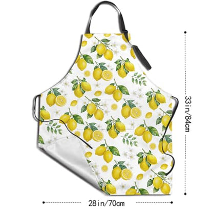 Sweetshow Cute Dog Apron with 2 Pockets and Adjustable Neck Waterproof Kitchen Cooking Dog Grooming Aprons for Women Men - color: Yellow Lemon