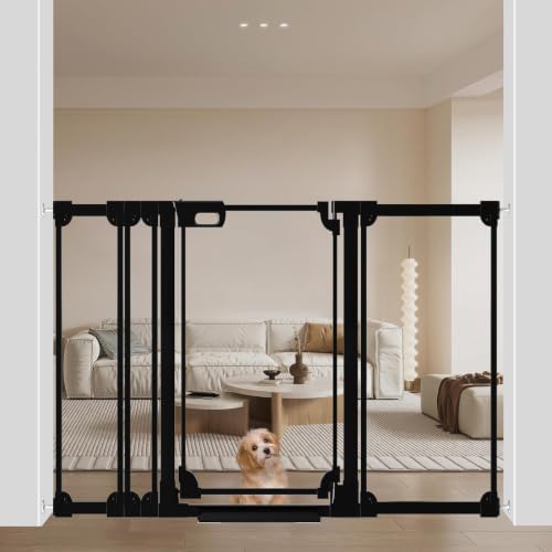 WAOWAO Clear Acrylic 40" Extra Tall Baby Gate for Stairs Modern Design Acrylic Auto Close Pet Gate, 57.87"-66.14" Wide Safety Baby Gate for Doorways,Black Clear Dog Gates Indoor, Hallways,Kitchen - color: Black, size: 57.8-66.1"W x 40"H