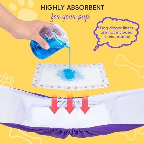 MICOOYO Male Dog Belly Bands Washable, Reusable Dog Diapers Male, Doggy Diapers for Puppy Training, Incontinence, Marking, M, Pack of 3
