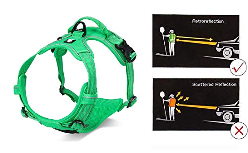 JUXZH Truelove No Pull Dog Harness with Easy Control Handle and 2 Leash Attachments,Reflective Adjustable Pet Vest - color: Grass Green, size: Medium (Pack of 1)