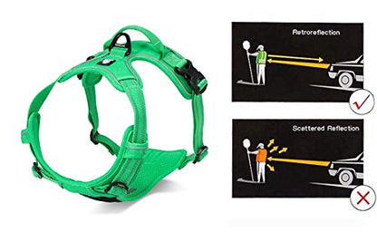 JUXZH Truelove No Pull Dog Harness with Easy Control Handle and 2 Leash Attachments,Reflective Adjustable Pet Vest - color: Grass Green, size: Medium (Pack of 1)