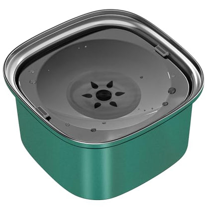 UPSKY 3L Dog Water Bowl 101oz Stainless Steel No Spill Large Capacity Dog Food Water Bowl Slow Water Feeder, Spill Proof Pet Water Dispenser Vehicle Carried Travel Water Bowls - color: K-Dark Green