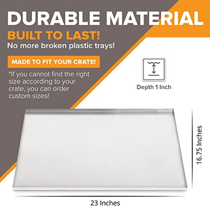 Pinnacle Systems (Galvanized, 23" L X 16.75" W X 1") Metal Replacement Dog Crate Pan Chew Proof Crack Proof Pet Kennel Tray Central Dog Crate Pan Pet Supplies - size: 23"L x 16.75"W x 1"H