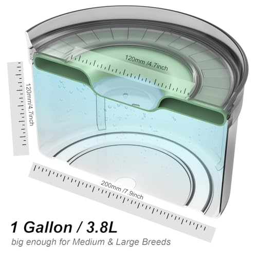 Techphardo 1Gallon No Spill Dog Water Bowl-3.8L Large Capacity, BPA-Free, Anti-Splash & Anti-Digging Design with Non-Slip Base, for Messy Drinkers - color: Green