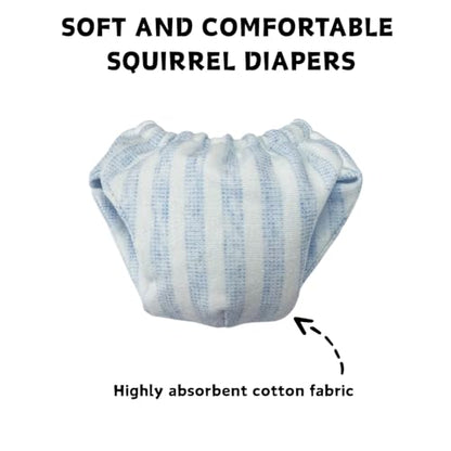 Washable Squirrel Diapers - Extra Small Reusable Pet Cloth Diapers Highly Absorbent Leak-Proof Urine Wet Pants with Adjustable Waistline for Indoor Squirrel (Blue, M (3.9" - 6.3"), Count, 1) - color: Blue
