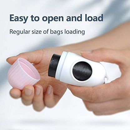 Fida Retractable Dog Leash for Small Breed up to 26 lbs, 16 ft Pet Walking Leash with Dispenser and Poop Bags, Anti-Slip Handle, Reflective Strong Nylon Tape, One-Handed Brake (S, White & Pink) - color: White, size: Small, 16ft