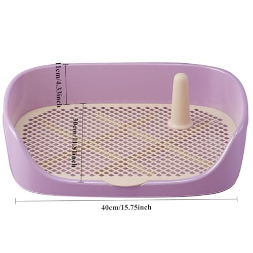 Dog Toilet Training Potty Tray, Reusable Training Pad Holder Pet Bedpan, Indoor Puppy Potty Trainer for Small Dogs Puppies and Small Animals 15.75''LX11.81''WX4.33''H (Purple) - color: Purple