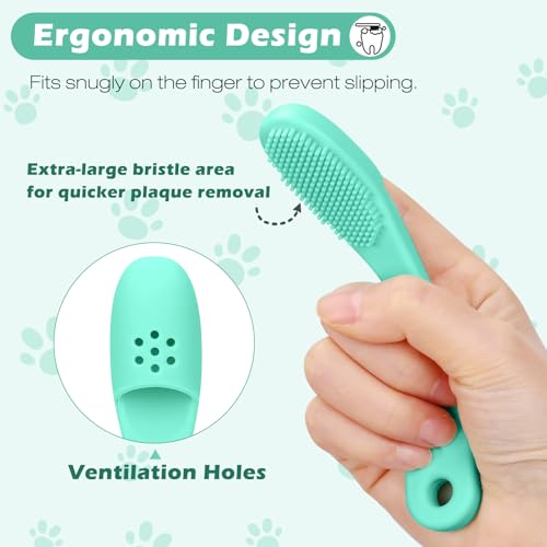 3pcs Dog Finger Toothbrush, Cat Chin Brush with Food-Grade Silicone, Dog Tooth Brushing Kit, Silicone Cleaning Brush for Pet Dental Care