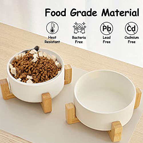 Petygooing Ceramic Dog Cat Bowl Set with Stand, Pet Dog Food and Water Dish,Medium Pet Bowls Anti Slip Set of 2 Cat Bowls-White Pet Food Bowl- Small Medium Size Pet (28 OZ /3.6 Cups) - color: White, size: Medium Size Dog Bowls 850ML*2